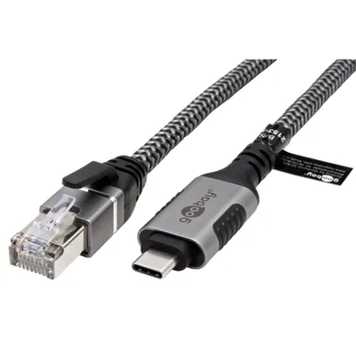 Obrázek produktu pro Goobay 70753, USB C, RJ-45, 7,5 m, Černá, Stříbrná
