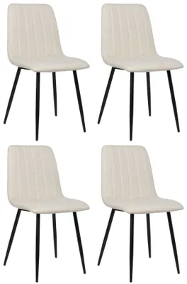 Produktbild von DELUKE® 4er Set Stühle LENZ Stoff - 88x45x53cm, creme, Metall Gestell | Stühle Esszimmerstühle Stuhl Esszimmer Esstisch Stühle Küchenstuhl