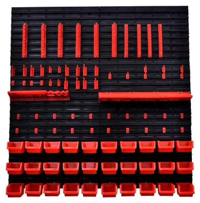Produktbild von Wandmontage-Werkzeug-Organizer mit 30 Stapelboxen, Halterungen für Schraubendreher und Zangen, Aufbewahrungslösungen für Garage und Werkstatt