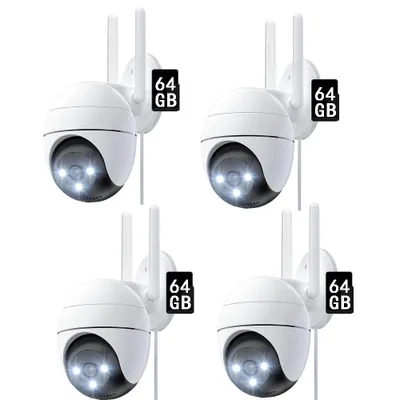 Obrázek produktu pro 3MP dohledová kamera Venkovní WLAN PTZ Automatické sledování Noční vidění 64GB 4 kusy