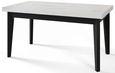Produktbild von Alpi Moebel, Rechteckiger Esstisch Skandi, Wohnzimmertisch Ausziehbar 140-180x80x78 cm, Marmur mit Holzbeinen in Schwarz