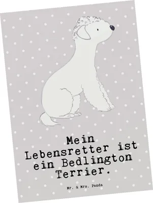 Produktbild von Mr. & Mrs. Panda Postkarte Bedlington Terrier Lebensretter - Grau Pastell - Geschenk, Postkarten, bildkarte, einzelkarte, Ansichtskarten, Grußkarte