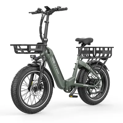 Produktbild von 48V 18Ah E BIKE,20 *4.0" E-Bike Klappräder, Wasserdicht Elektrofahrrad , 70Nm, Drehmomentsensor ,bis 140KM, Vorderradkorb und Gepäckträgerkorb Grün