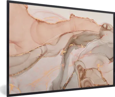 Produktbild von MuchoWow® Gerahmtes Poster Marmor - Rosa - Rosa 30x20 cm - Poster mit Schwarzem Bilderrahmen Wandposter Rahmen Foto Bilder - Kunstdruck - Bild-Poster
