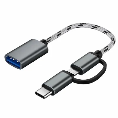 Produktbild von H79 USB-C & Micro-USB auf USB 3.0 Buchse OTG Adapter Kabel – 2in1 OTG Adapter, 18 cm