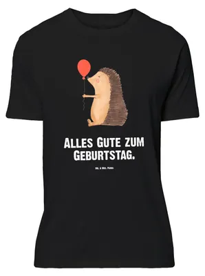 Produktbild von Mr. & Mrs. Panda Größe M T-Shirt Igel Luftballon - Schwarz - Geschenk, Herren, Geburtstag, Ballon, Herzlichen Glückwunsch, Lustige Sprüche, mit Spruch, Tshirt, Shirt