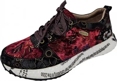 Produktbild von Laura Vita Damen Sneaker Blumen Muster und Schriftzug auf dem Plateau Burton 38, Größe:40 EU, Farbe:Rot