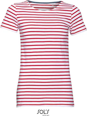 Immagine prodotto di SOLs 01399 | Maglietta da donna a righe alla moda - Colore: Bianco/Rosso - Taglia: S