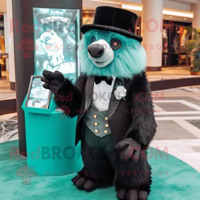 Produktbild von Blaugrüner REDBROKOLY Faultier-Bär Maskottchen Kostüm mit Smoking und Geldbörsen