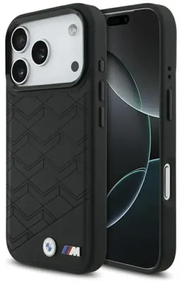 Image de Étui BMW MagSafe iPhone 17 Pro similicuir noir M Logo métal