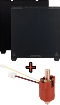 Zdjęcie produktu dla Zestaw ceramicznego bloku grzewczego Creality K1 Max z grzałką ceramiczną o mocy 60 W + płyta robocza Creality K1 Max z powłoką PEI o wymiarach 315 x 310 mm – z miękką naklejką magnetyczną
