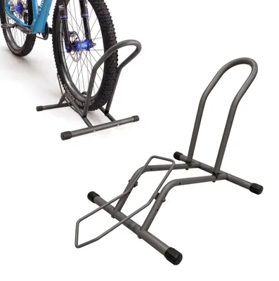 Zdjęcie produktu dla Stojak rowerowy Relaxdays, 16–29 cali, szerokość opony do 10,5 cm, stojak na przednie i tylne koło, na podłogę, na 1 rower, antracytowy