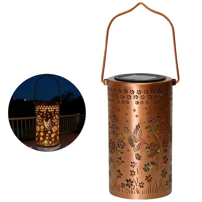 Produktbild von Solar Gartenlaterne LED bunt, Kolibri Hängelampe, wasserdicht, für Balkon, Terrasse & Weg, dekorative Outdoor Beleuchtung