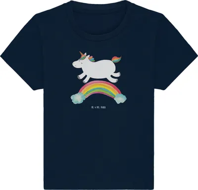 Produktbild von Mr. & Mrs. Panda Babyshirt Einhorn Regenbogen 24. - 36. Monat - French Navy - Geschenk,  T-Shirt, Einhornautobahn, Glitzer, Kinder, Erwachsenwerden, Top, Baby, Unicorn