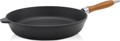 Produktbild von Karl Krüger 60028 Gusseisenpfanne Rustica mit Holzgriff - emailliert - außen u. innen schwarz matt - 28 cm
