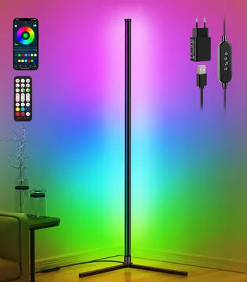 Obrázok produktu pre LED stojacia lampa, 130 cm, RGB, s ovládaním cez aplikáciu a diaľkovým ovládaním