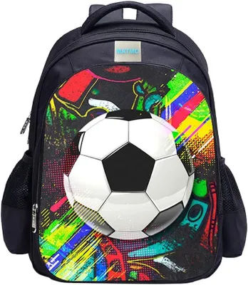 Produktbild von Fußball Rucksack für Jungen, Fußballmuster, Schultasche für Schule