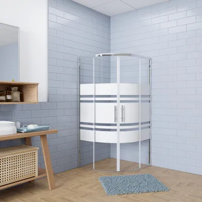 Produktbild von 90x90x185cm Duschkabine Runddusche 5mm ESG-Glas Duschabtrennung Viertelkreis Drehtür Dusche Gleittür