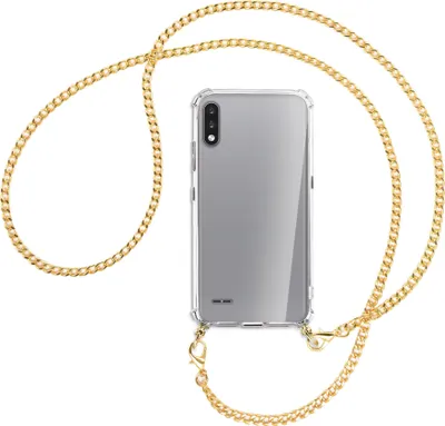 Produktbild von Handykette Backcover-Schutzhülle mit Band (Metall goldfarben) für LG K22 LMK200 - goldfarbene Kette