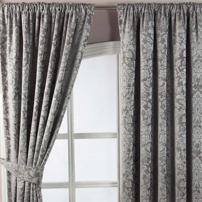 Produktbild von HOMESCAPES Samt Jacquard Thermovorhang Kräuselband 2 Stück Grau 137 x 228 cm