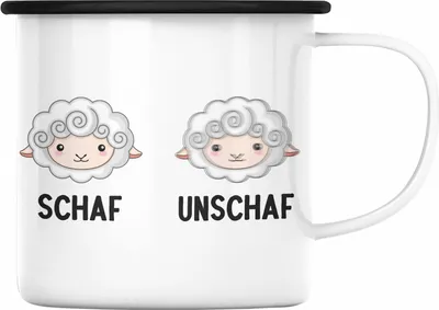 Produktbild von Trendation - Fotograf Emaille Tasse Lustiger Spruch Fotografie Geschenk Fotografieren Emaille Emaille Tasse Geschenkideen Schaf Unschaf (Schwarz)