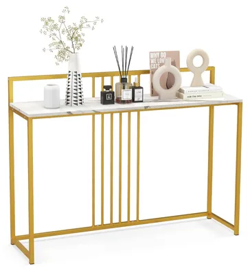 Konsole-Tisch Marmor-Optik 120x32,5x88 cm Gold Weiß