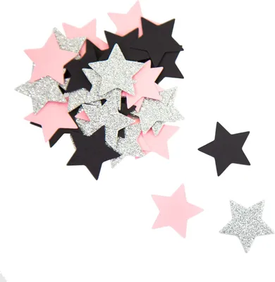 Produktbild von Oblique Unique Papier Konfetti Sterne 36 Stk. Tischdeko Hochzeit JGA - rosa schwarz silber