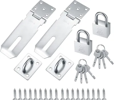 Imagen del producto de 2 candados de acero inoxidable con llave y tornillos, para puertas y portones de jardín