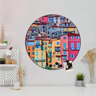 Produktbild von Design Stahlmagnettafel Schwarz Rund 47cm Häuserberg