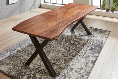 Produktbild von Esstisch Baumkante massiv Akazie nussbaum 220 x 100 schwarz XANTEN