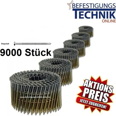 Produktbild von 2,5x50mm Ring verzinkt 16° Coilnägel für Coilnagler Prebena Paslode BeA Bostitch 9,0M K
