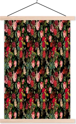 Produktbild von MuchoWow® Textilposter Blumen - Rosen - Rosa 120x180 cm mit holzfarbenen Rahmen - Textil-Plakat