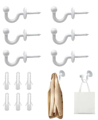 Gardinenhalter Haken, 6 Stück, Metall, Weiß, U-förmig