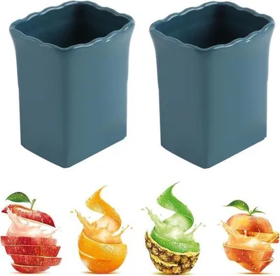 Obrázek produktu pro Multifunkční kráječ ovoce a zeleniny z nerezové oceli – rychlý pomocník při přípravě salátů – kuchyňská pomůcka – tmavě modrá – sada 2 ks
