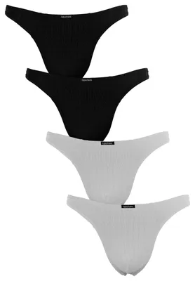 Produktbild von Fabio Farini - 4 Stück Herren Unterhosen - Männer Tangas aus atmungsaktiver Mikrofaser im sportlichen Look mit Karo-Muster