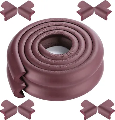 Image de CANDeal 4 mètres de protection des bords en forme de L et 8 x kit de protection des coins, mousse haute densité premium bébé outil ménager de protection pour table, banc et autres meubles de maison - Marron
