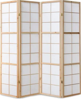 Image de Paravent Séparation de pièce 4 parties Cloison Shoji Pliable Naturelle