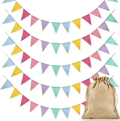 Produktbild von Alintor 5 Stück Wimpelkette Outdoor mit Jutesack, Girlande Einschulung