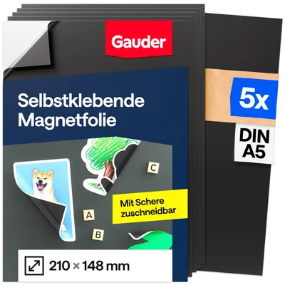 Immagine prodotto di Foglio magnetico autoadesivo (5 pezzi - formato DIN A5, 210 x 148 mm)