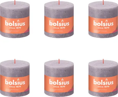 Zdjęcie produktu dla Bolsius - Rustykalna świeca kolumnowa - 100/100 - 1 sztuka w opakowaniu - Frosted Lavender - Value pack - 6 sztuk