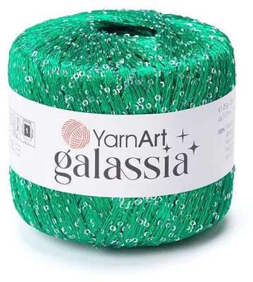Produktbild von YarnArt Galassia 5814 Paillettengarn Papageigrün Silber 25g