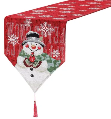 Image de Nappe de table de Noël - 180 x 33 cm - Nappe de table pour les fêtes - Décoration de table festive pour Noël, le Nouvel An et les mariages - Idéale pour la salle à manger, les fêtes