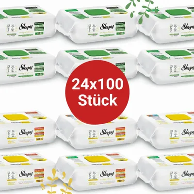 Produktbild von Sleepy Easy Clean Oberflächenreinigungstücher – 12x100 Gelb + 12x100 Anannas | Frischekick Haushalt
