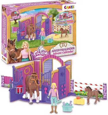 Produktbild von CRAZE CAVALLY Adventskalender Kinder - Pferde Spielzeug Adventskalender Mädchen, Pferdefigur mit Reiter und viel Zubehör