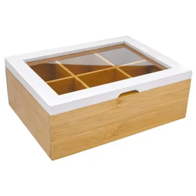 Produktbild von 6-fächer Holz Teebox Teekiste Tee Teebeutelbox Tee Aufbewahrungsbox Holzbox
