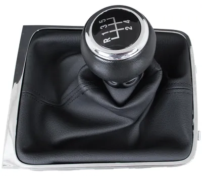 Obrázok produktu pre VW Passat B6 05-10 Čierna hlavica radiacej páky + čierna manžeta radiacej páky s chrómovým rámom, 5-stupňová