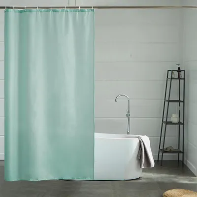 Image de Rideau de douche 120 x 180 cm, rideau de salle de bain en tissu polyester, résistant à la moisissure, hydrofuge, lavable, vert menthe, avec 8 anneaux.
