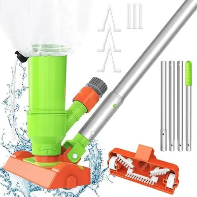 Produktbild von Famanu Poolreiniger 173 cm mit 4 Aluminiumstangen - Für Schwimmbäder, Teiche, Whirlpools