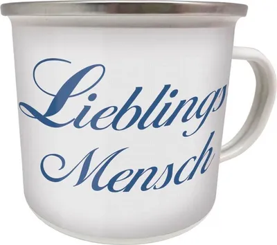 Produktbild von Kaffeebecher Emaille Becher, Lieblingsmensch, Blechbecher, Blechtasse Tasse
