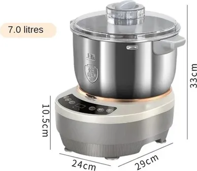 Produktbild von Teigknetmaschine - Elektrischer Teigmixer 7L - Edelstahlschüssel - Mit Gärfunktion - Küchenmaschine für Brot und Gebäck